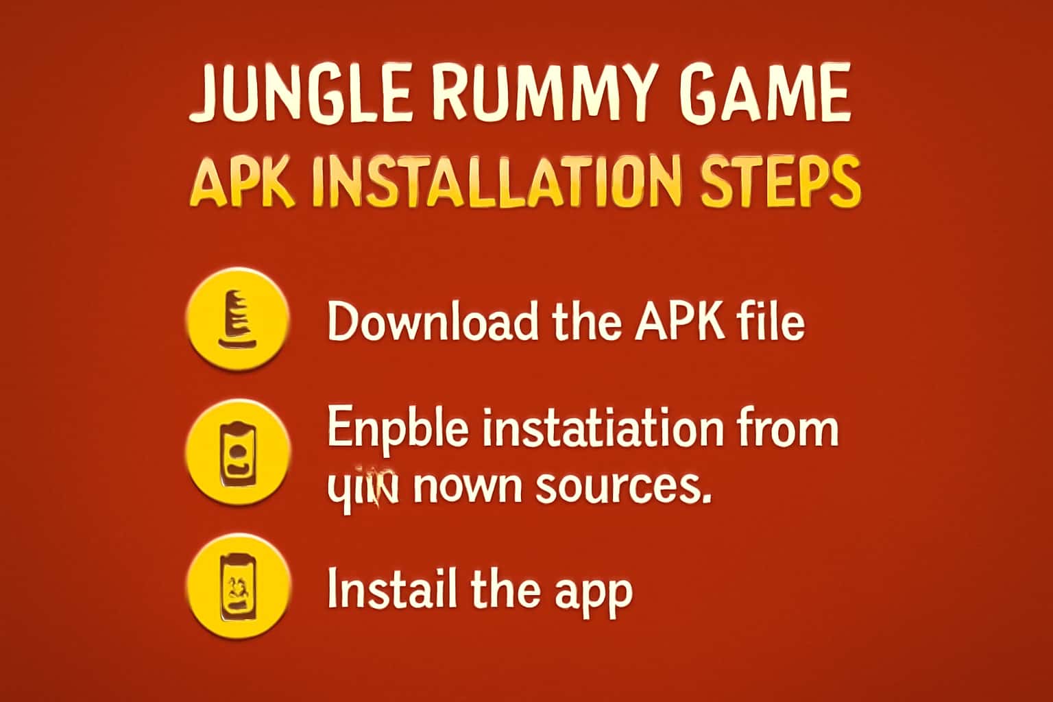An informative visual guide for Jungle Rummy Game APK Installation Steps.