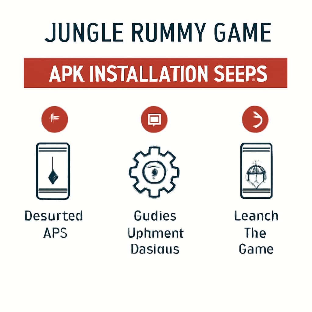 Illustration outlining the Jungle Rummy Game APK Installation Steps.