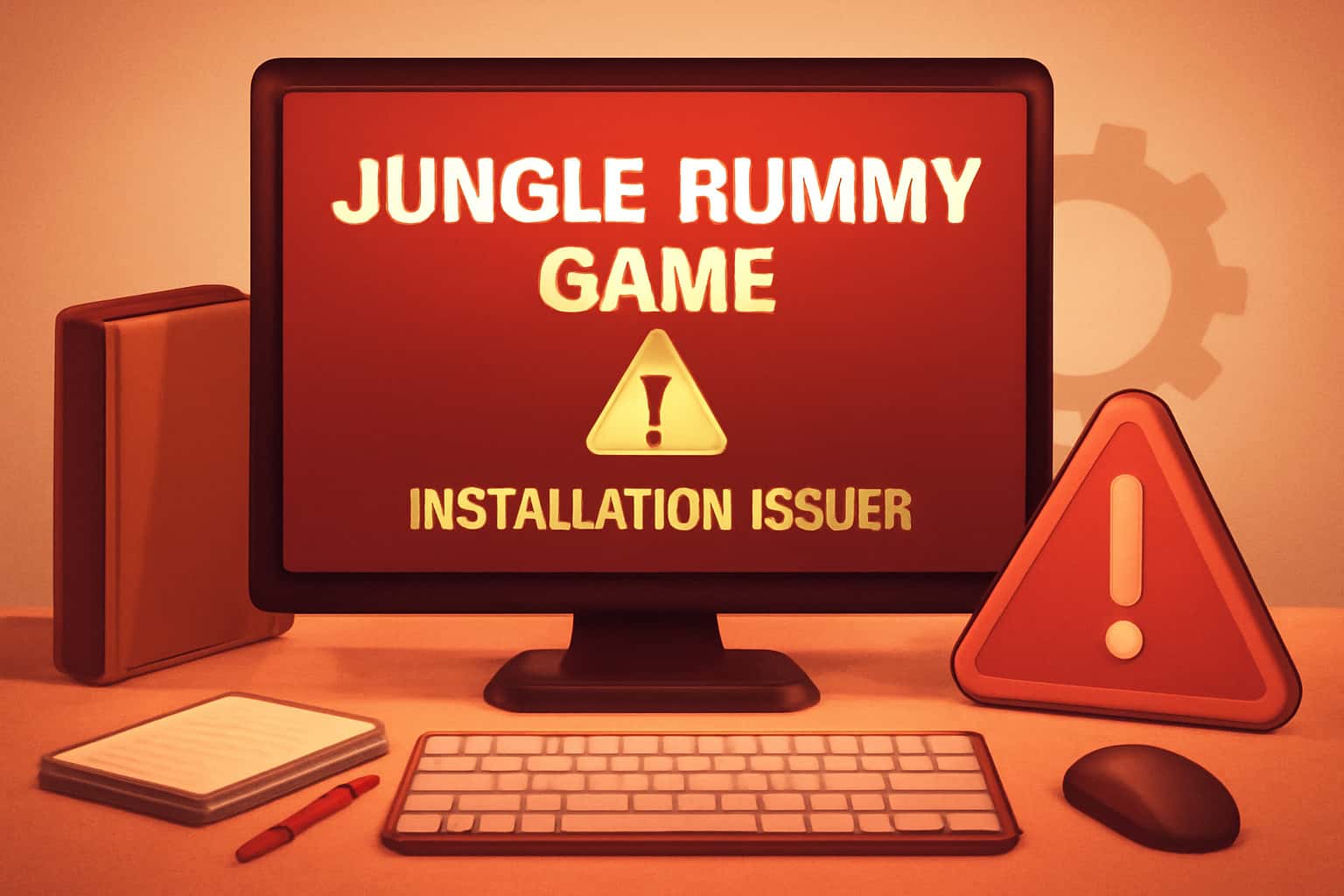 An informative scene illustrating installation issues with Jungle Rummy Game.