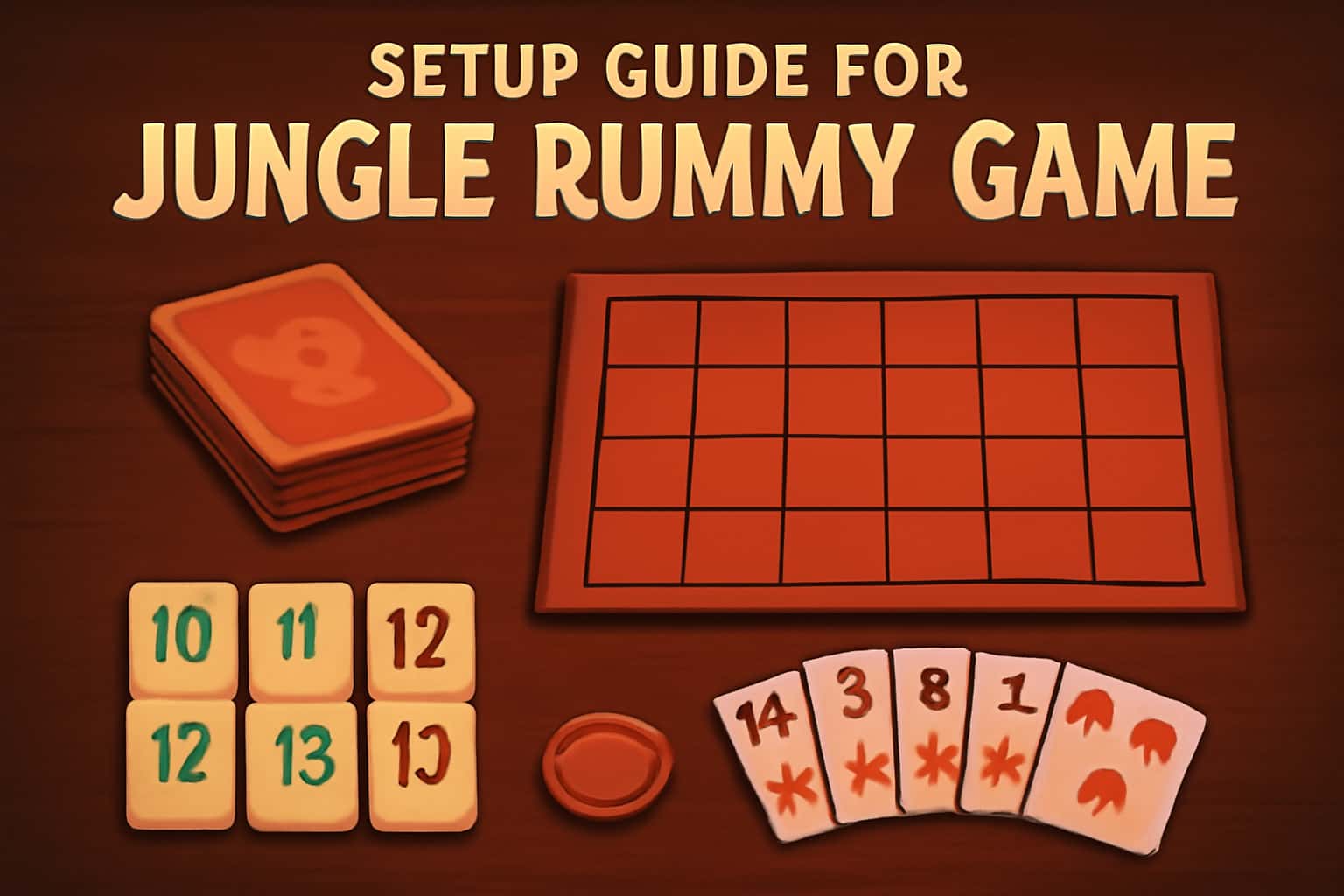Informational scene of Jungle Rummy Game setup guide