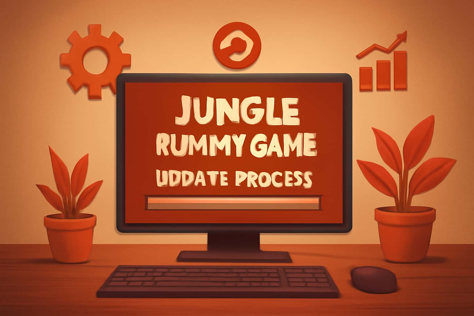 A clean and informative visual representation of the Jungle Rummy Game update process.